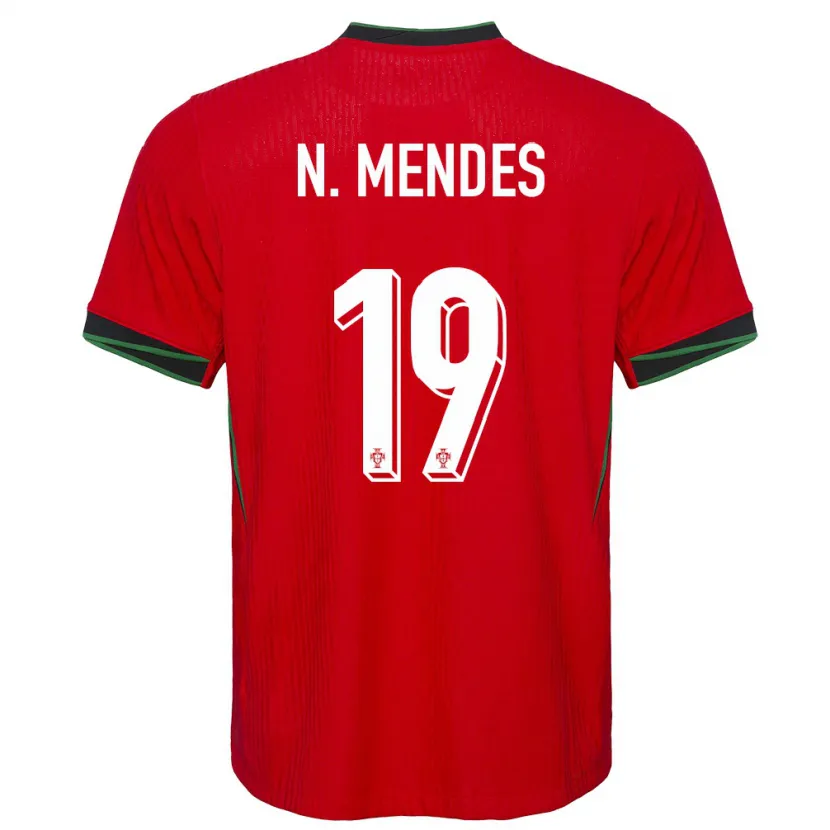 Danxen Homme Maillot Portugal Nuno Mendes #19 Rouge Tenues Domicile 24-26 T-Shirt