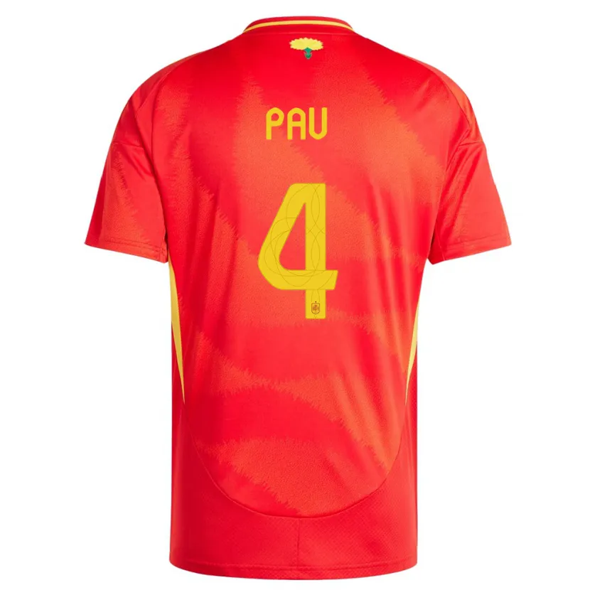 Danxen Homme Maillot Espagne Pau Torres #4 Rouge Tenues Domicile 24-26 T-Shirt