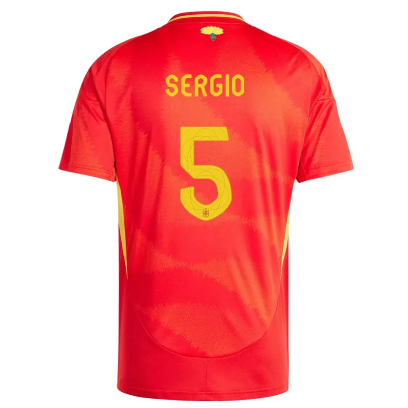 Danxen Homme Maillot Espagne Sergio Busquets #5 Rouge Tenues Domicile 24-26 T-Shirt