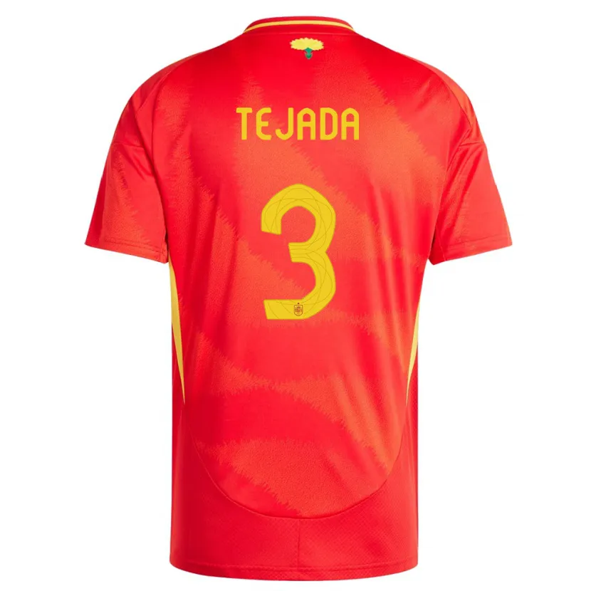 Danxen Homme Maillot Espagne Ana Tejada #3 Rouge Tenues Domicile 24-26 T-Shirt