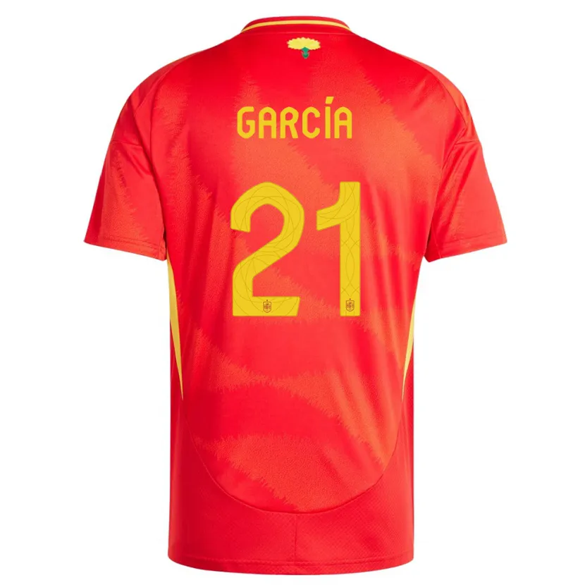 Danxen Homme Maillot Espagne Sheila Garcia #21 Rouge Tenues Domicile 24-26 T-Shirt
