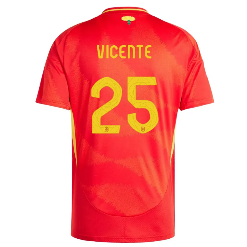 Danxen Homme Maillot Espagne Ainhoa Vicente #25 Rouge Tenues Domicile 24-26 T-Shirt