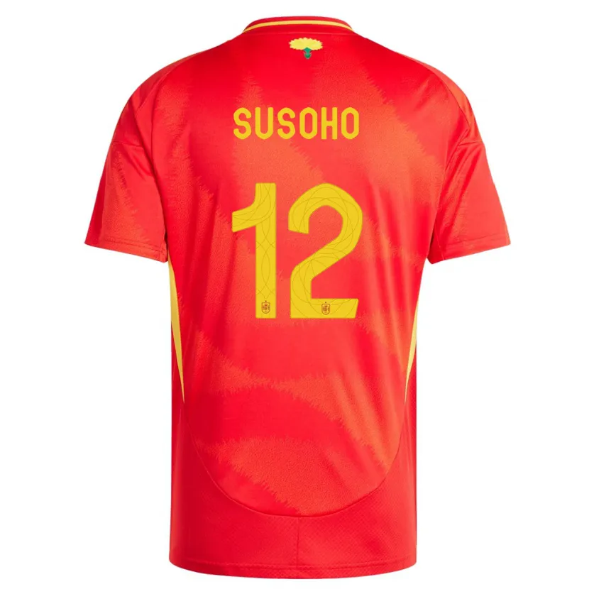 Danxen Homme Maillot Espagne Mahamadou Susoho #12 Rouge Tenues Domicile 24-26 T-Shirt