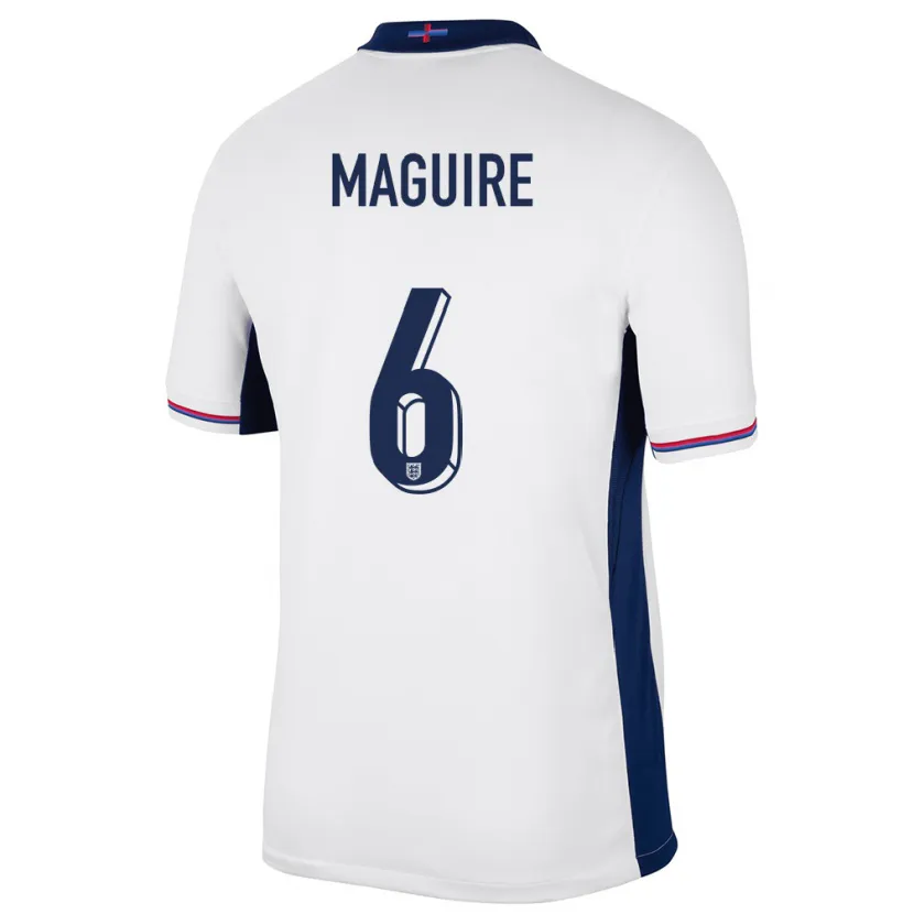 Danxen Homme Maillot Angleterre Harry Maguire #6 Blanc Tenues Domicile 24-26 T-Shirt