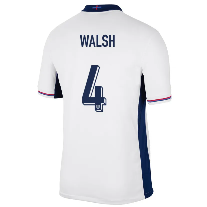 Danxen Homme Maillot Angleterre Keira Walsh #4 Blanc Tenues Domicile 24-26 T-Shirt