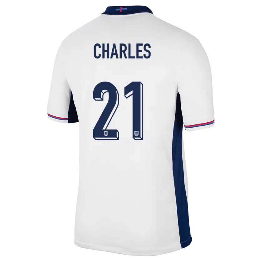 Danxen Homme Maillot Angleterre Niamh Charles #21 Blanc Tenues Domicile 24-26 T-Shirt