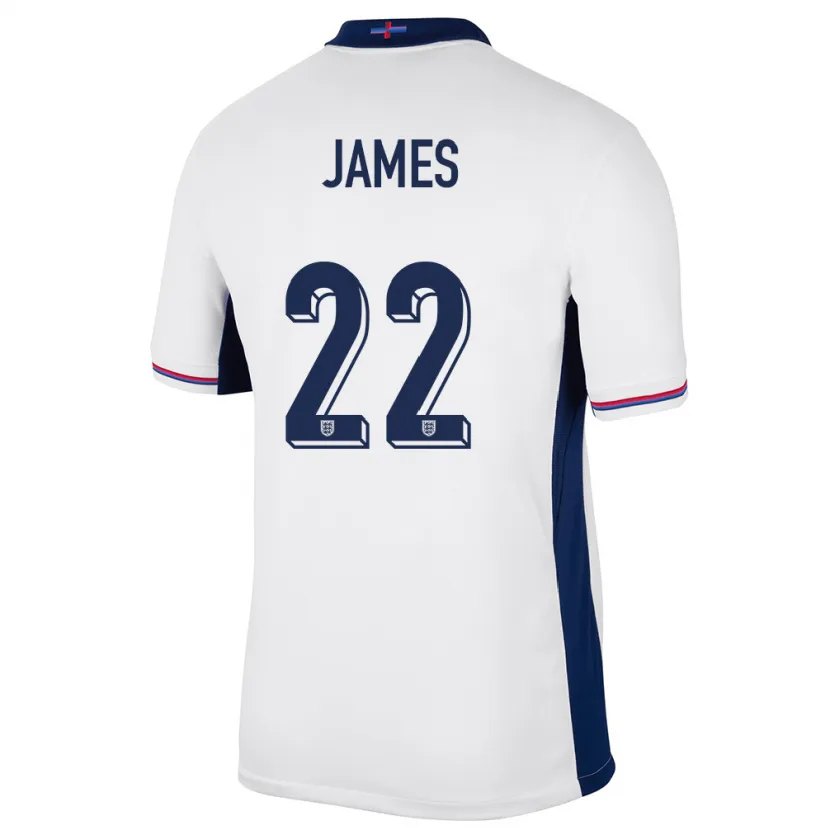 Danxen Homme Maillot Angleterre Lauren James #22 Blanc Tenues Domicile 24-26 T-Shirt