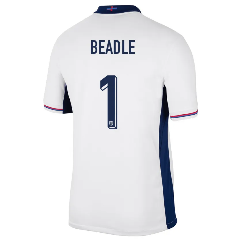 Danxen Homme Maillot Angleterre James Beadle #1 Blanc Tenues Domicile 24-26 T-Shirt