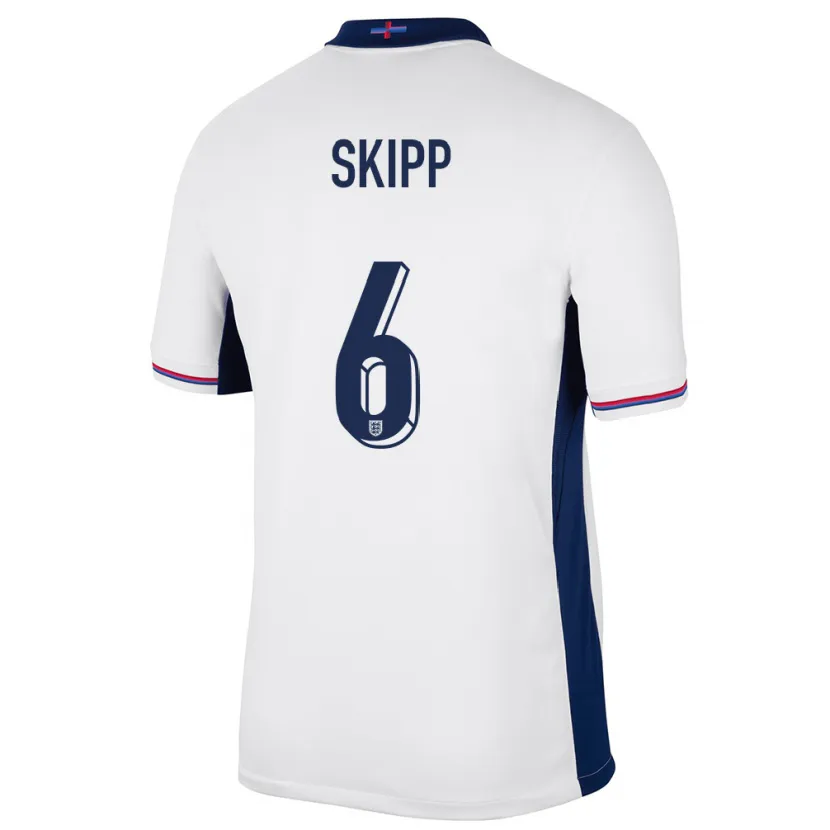 Danxen Homme Maillot Angleterre Oliver Skipp #6 Blanc Tenues Domicile 24-26 T-Shirt
