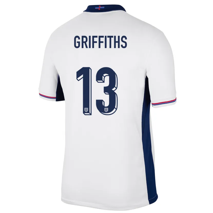 Danxen Homme Maillot Angleterre Josh Griffiths #13 Blanc Tenues Domicile 24-26 T-Shirt