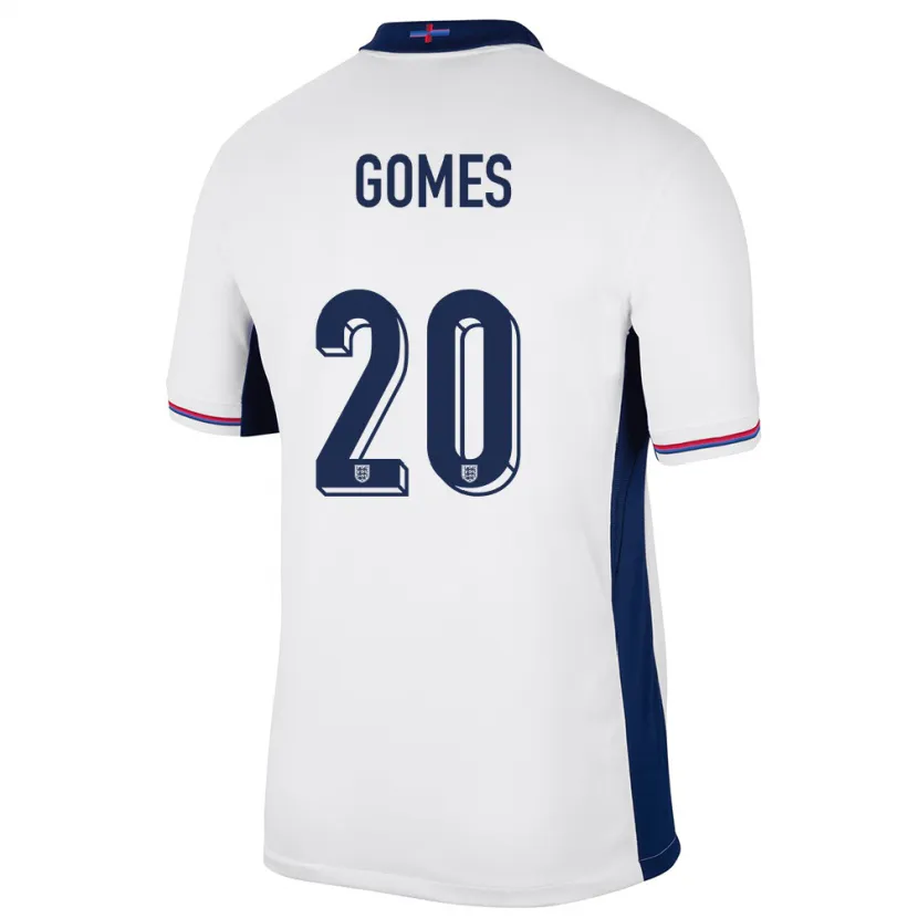 Danxen Homme Maillot Angleterre Angel Gomes #20 Blanc Tenues Domicile 24-26 T-Shirt