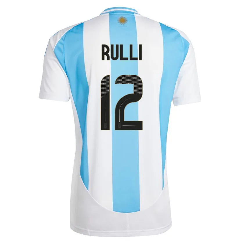 Danxen Homme Maillot Argentine Geronimo Rulli #12 Blanc Bleu Tenues Domicile 24-26 T-Shirt