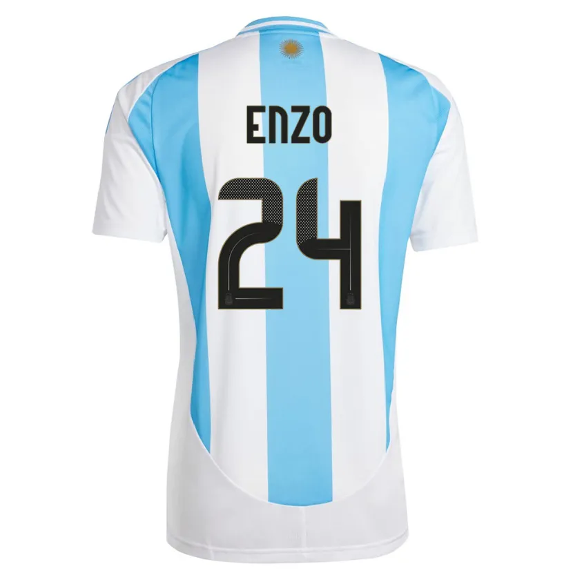 Danxen Homme Maillot Argentine Enzo Fernandez #24 Blanc Bleu Tenues Domicile 24-26 T-Shirt