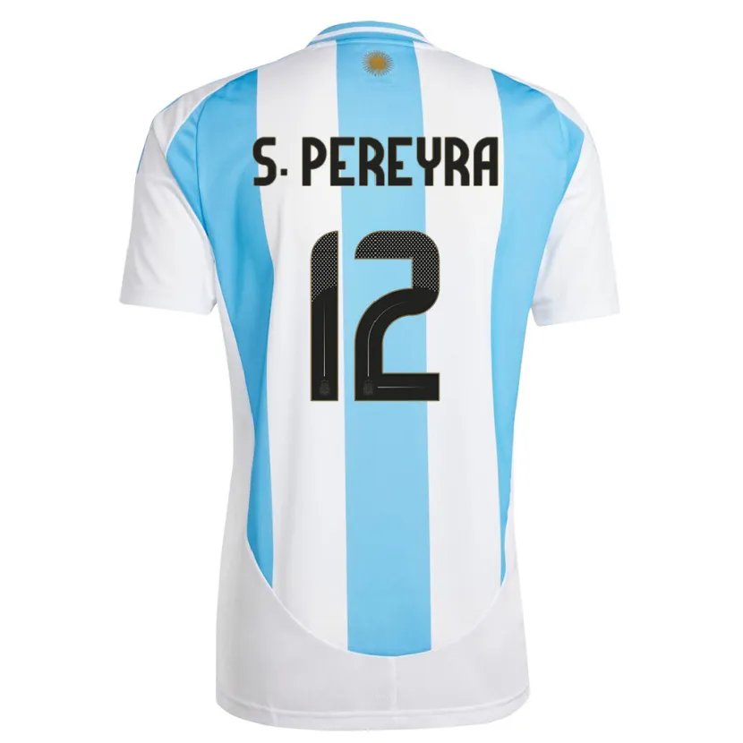 Danxen Homme Maillot Argentine Solana Pereyra #12 Blanc Bleu Tenues Domicile 24-26 T-Shirt
