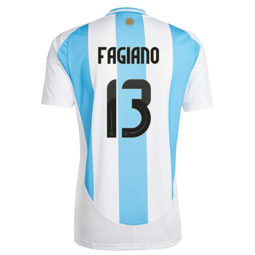 Danxen Homme Maillot Argentine Paloma Fagiano #13 Blanc Bleu Tenues Domicile 24-26 T-Shirt