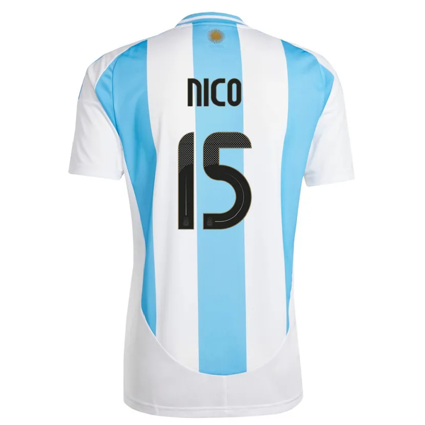 Danxen Homme Maillot Argentine Nico  #15 Blanc Bleu Tenues Domicile 24-26 T-Shirt