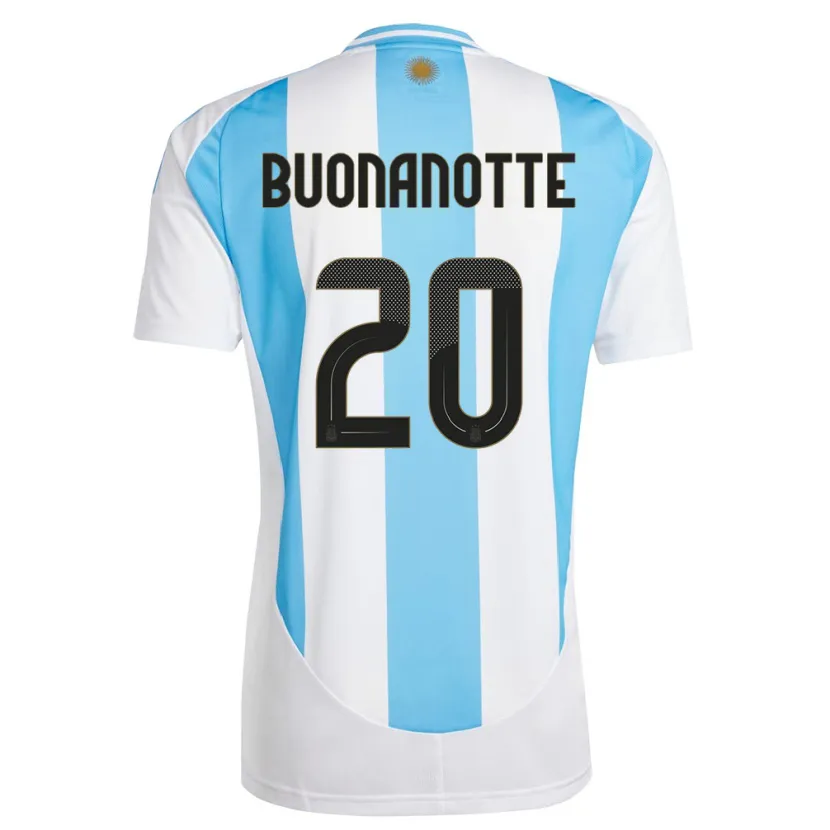 Danxen Homme Maillot Argentine Facundo Buonanotte #20 Blanc Bleu Tenues Domicile 24-26 T-Shirt