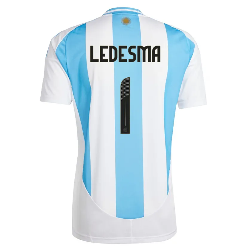 Danxen Homme Maillot Argentine Jeremias Ledesma #1 Blanc Bleu Tenues Domicile 24-26 T-Shirt