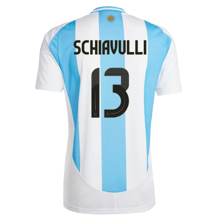 Danxen Homme Maillot Argentine Thiago Schiavulli #13 Blanc Bleu Tenues Domicile 24-26 T-Shirt