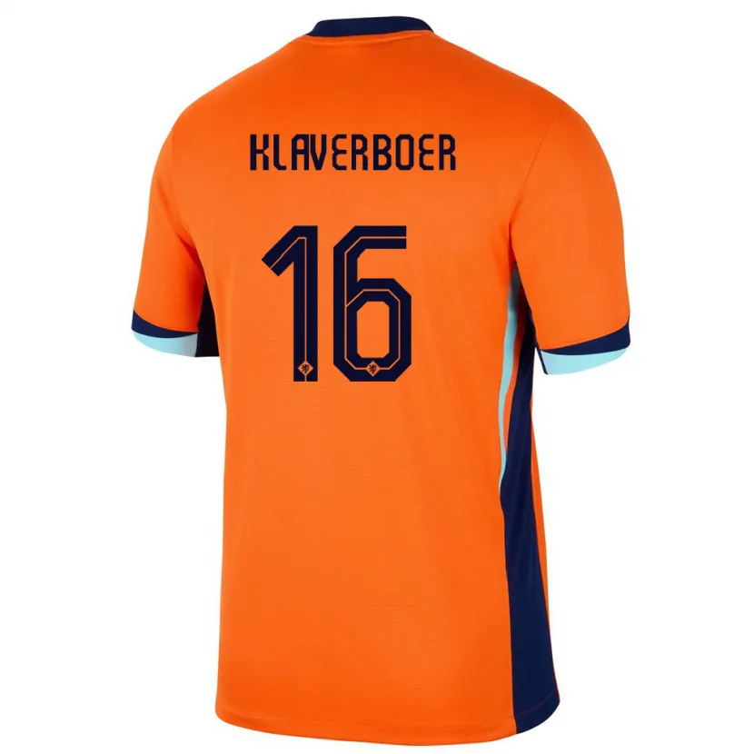 Danxen Homme Maillot Pays-Bas Bernt Klaverboer #16 Orange Tenues Domicile 24-26 T-Shirt