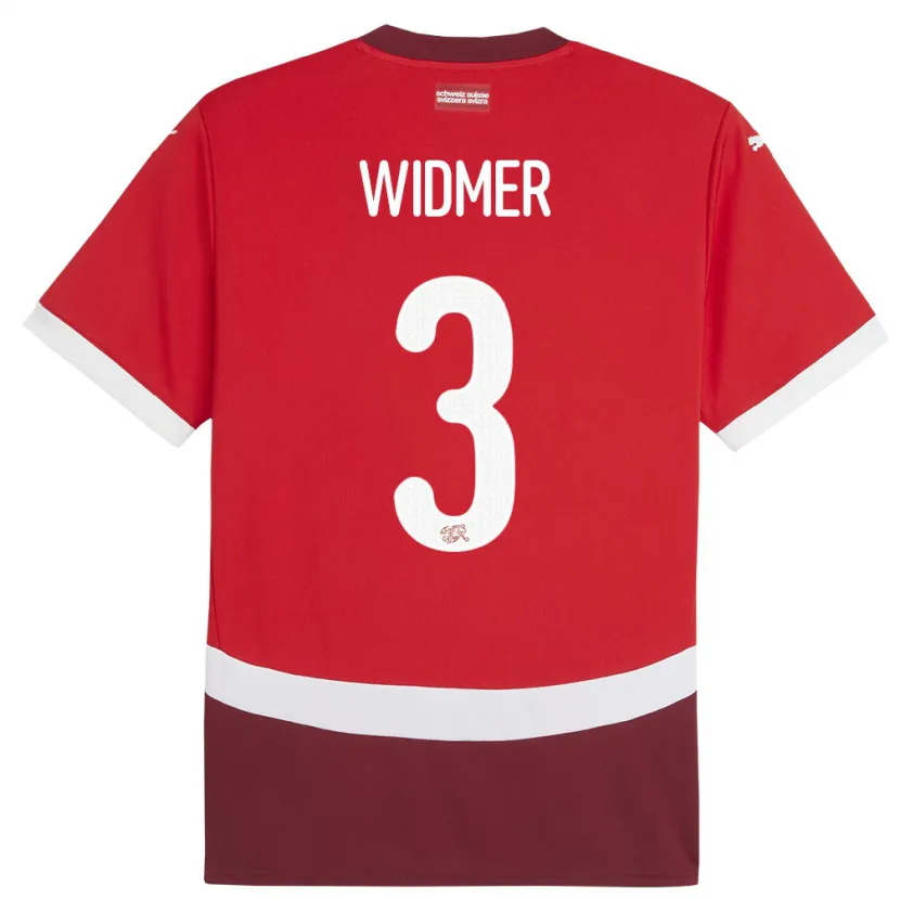 Danxen Homme Maillot Suisse Silvan Widmer #3 Rouge Tenues Domicile 24-26 T-Shirt