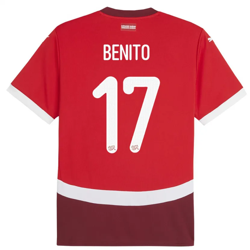 Danxen Homme Maillot Suisse Loris Benito #17 Rouge Tenues Domicile 24-26 T-Shirt