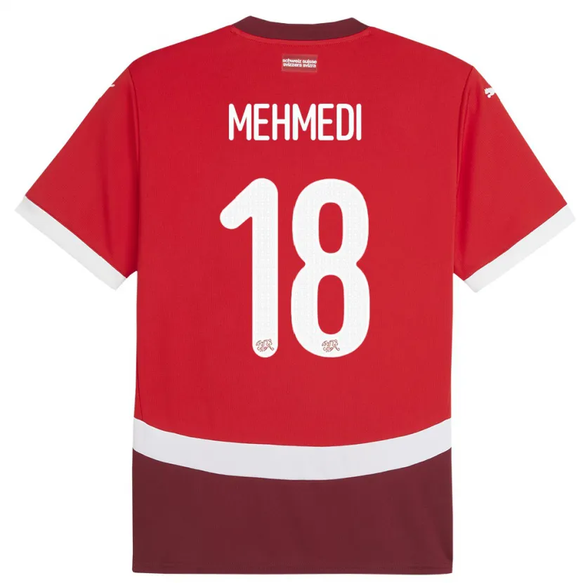 Danxen Homme Maillot Suisse Admir Mehmedi #18 Rouge Tenues Domicile 24-26 T-Shirt