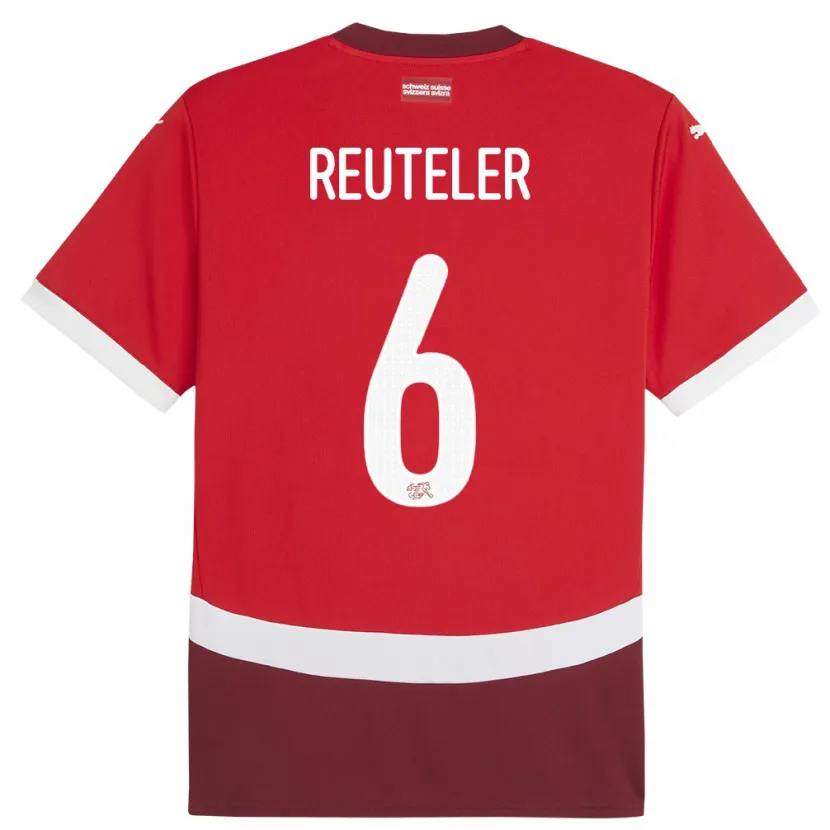 Danxen Homme Maillot Suisse Geraldine Reuteler #6 Rouge Tenues Domicile 24-26 T-Shirt