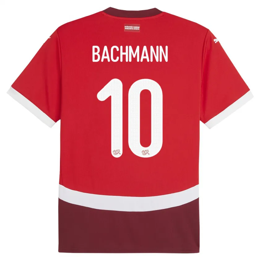 Danxen Homme Maillot Suisse Ramona Bachmann #10 Rouge Tenues Domicile 24-26 T-Shirt