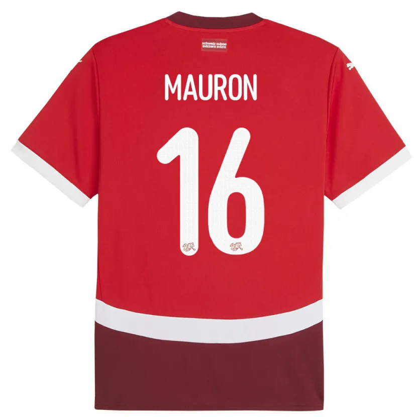 Danxen Homme Maillot Suisse Sandrine Mauron #16 Rouge Tenues Domicile 24-26 T-Shirt
