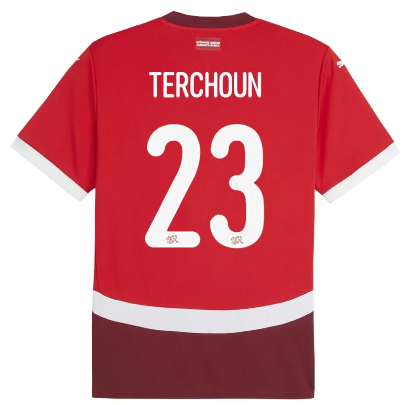 Danxen Homme Maillot Suisse Meriame Terchoun #23 Rouge Tenues Domicile 24-26 T-Shirt