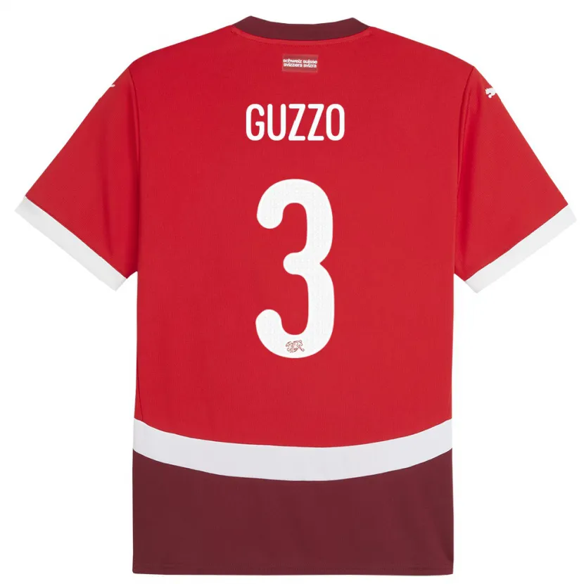 Danxen Homme Maillot Suisse Ramon Guzzo #3 Rouge Tenues Domicile 24-26 T-Shirt