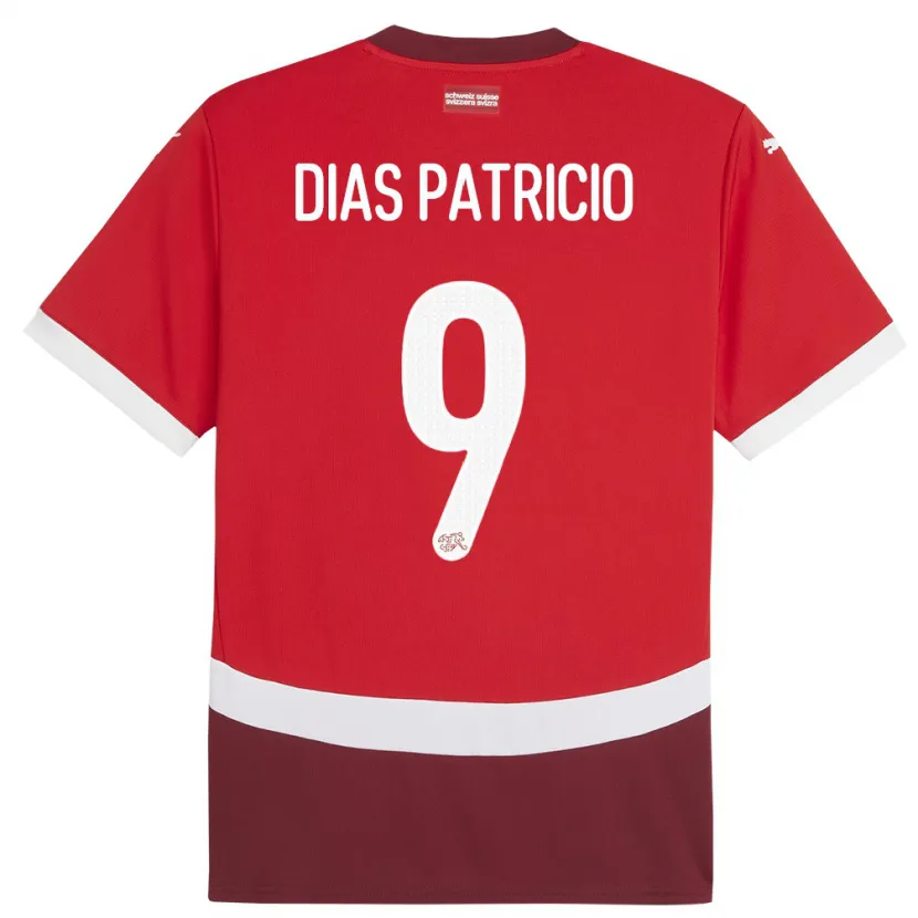 Danxen Homme Maillot Suisse Alexandre Dias Patricio #9 Rouge Tenues Domicile 24-26 T-Shirt