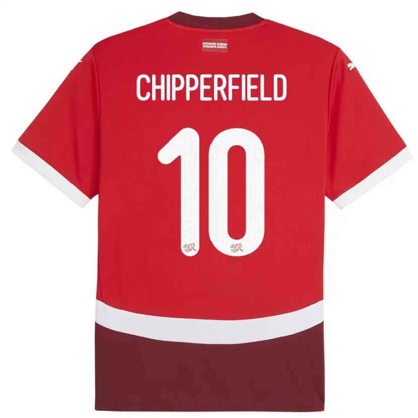 Danxen Homme Maillot Suisse Liam Chipperfield #10 Rouge Tenues Domicile 24-26 T-Shirt