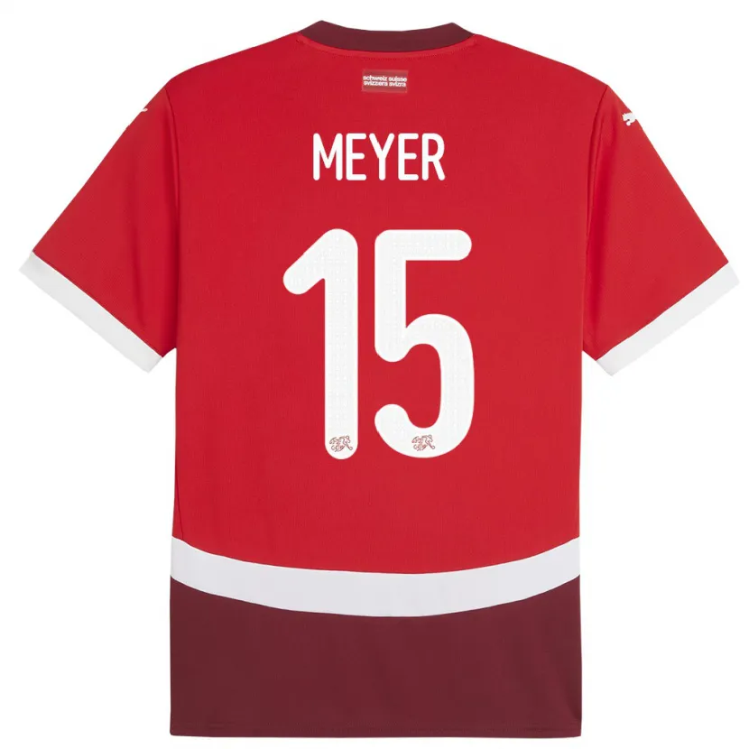 Danxen Homme Maillot Suisse Leny Meyer #15 Rouge Tenues Domicile 24-26 T-Shirt