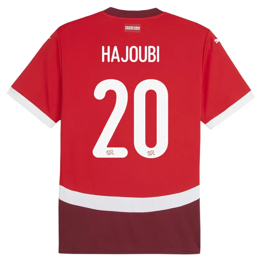 Danxen Homme Maillot Suisse Amin Hajoubi #20 Rouge Tenues Domicile 24-26 T-Shirt