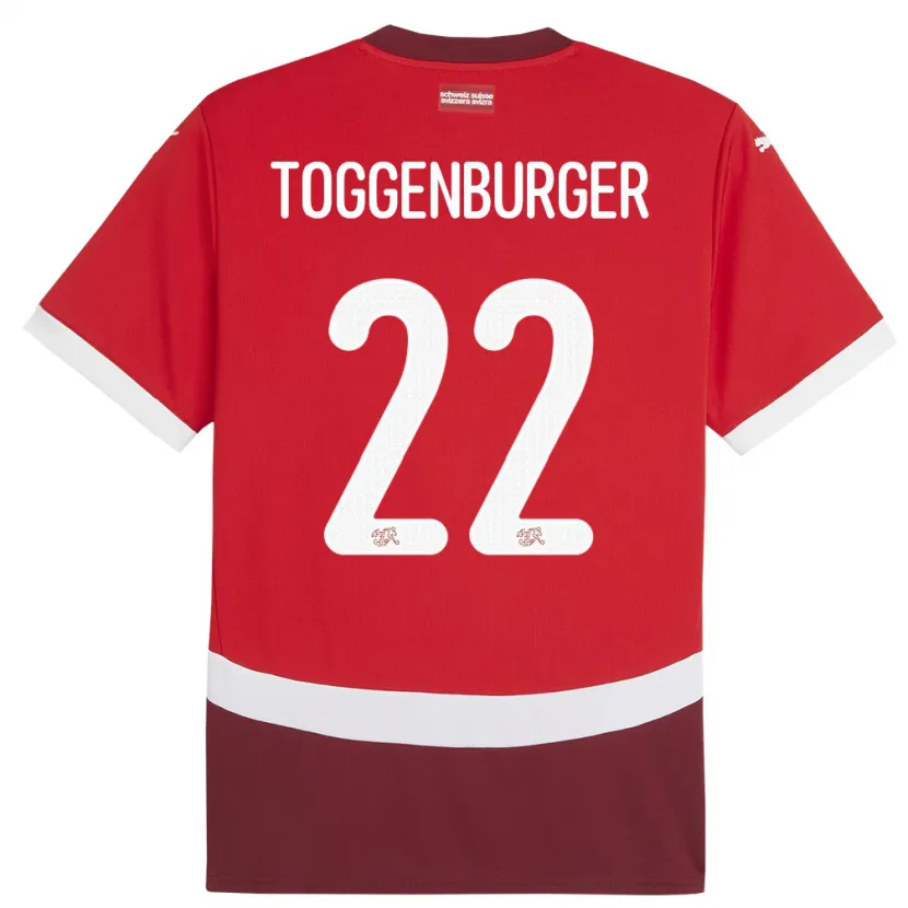Danxen Homme Maillot Suisse Nando Toggenburger #22 Rouge Tenues Domicile 24-26 T-Shirt