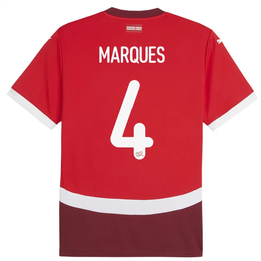 Danxen Homme Maillot Suisse Christian Marques #4 Rouge Tenues Domicile 24-26 T-Shirt