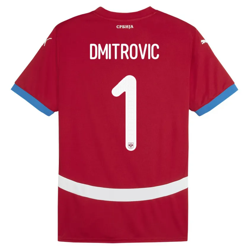 Danxen Homme Maillot Serbie Marko Dmitrovic #1 Rouge Tenues Domicile 24-26 T-Shirt