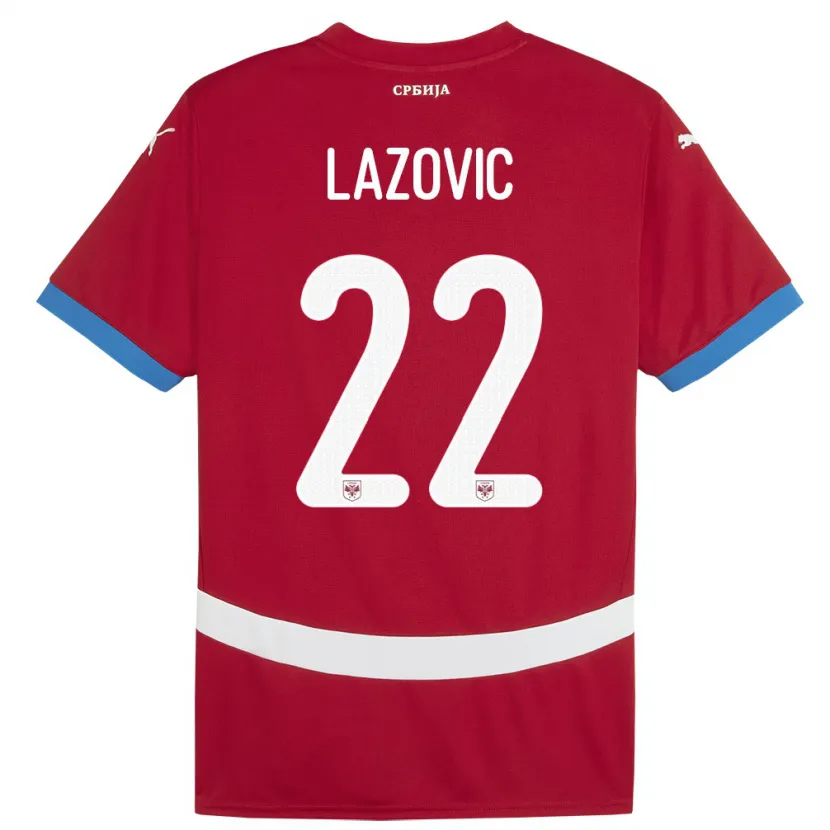 Danxen Homme Maillot Serbie Darko Lazovic #22 Rouge Tenues Domicile 24-26 T-Shirt