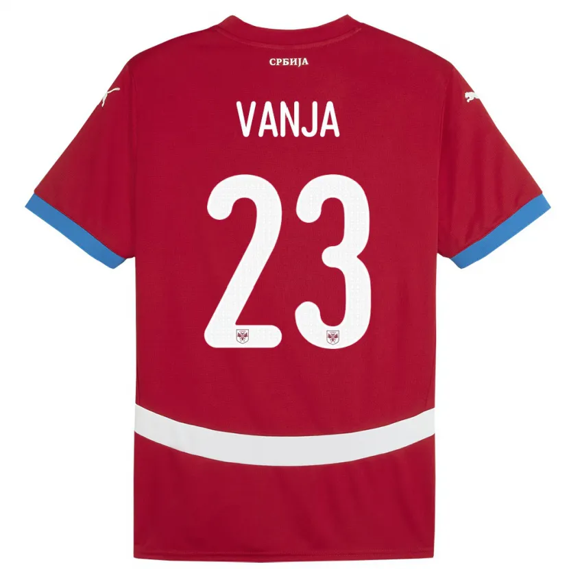 Danxen Homme Maillot Serbie Vanja Milinkovic-Savic #23 Rouge Tenues Domicile 24-26 T-Shirt