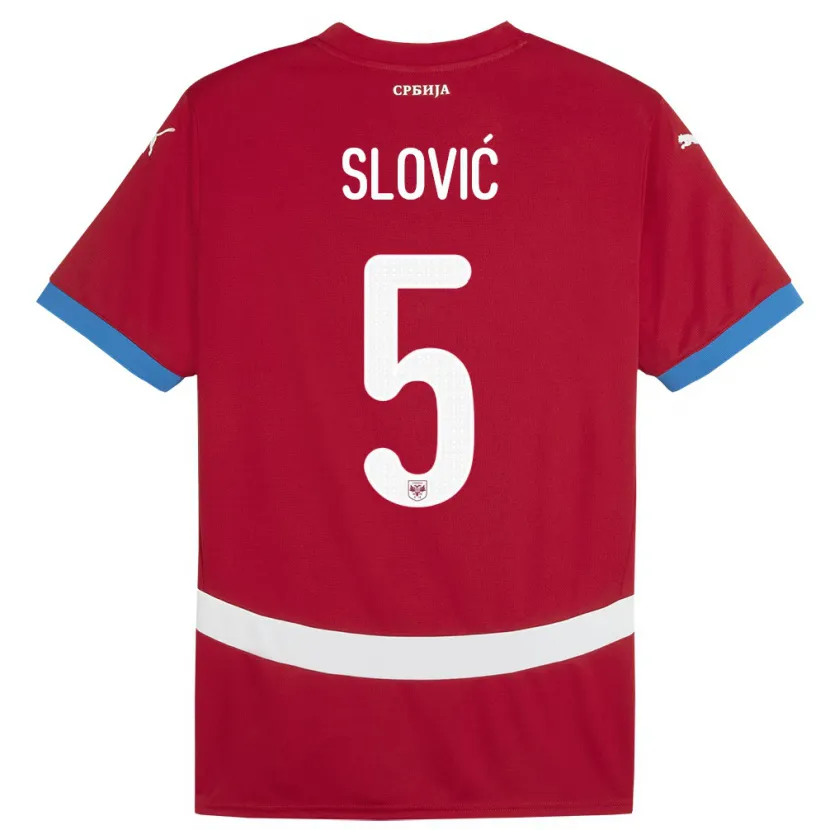 Danxen Homme Maillot Serbie Violeta Slovic #5 Rouge Tenues Domicile 24-26 T-Shirt