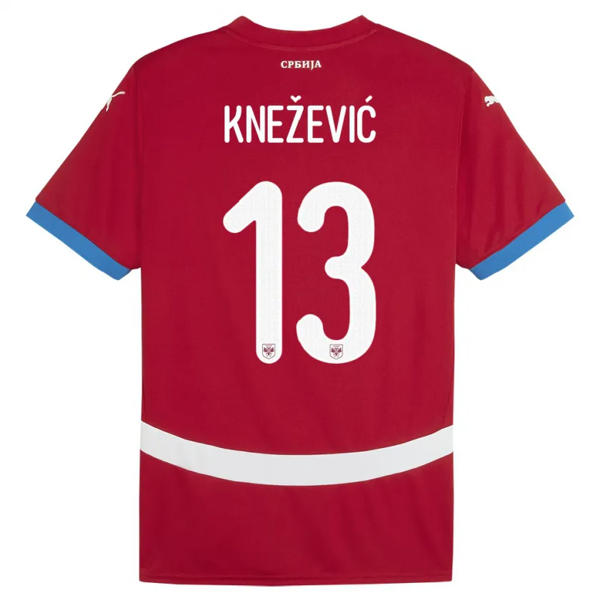 Danxen Homme Maillot Serbie Milana Knezevic #13 Rouge Tenues Domicile 24-26 T-Shirt