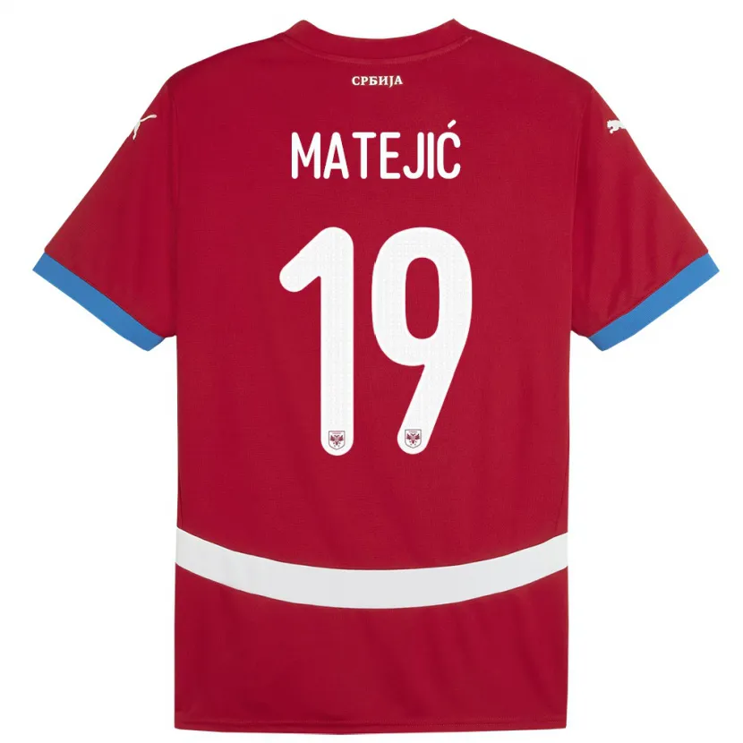 Danxen Homme Maillot Serbie Nina Matejic #19 Rouge Tenues Domicile 24-26 T-Shirt