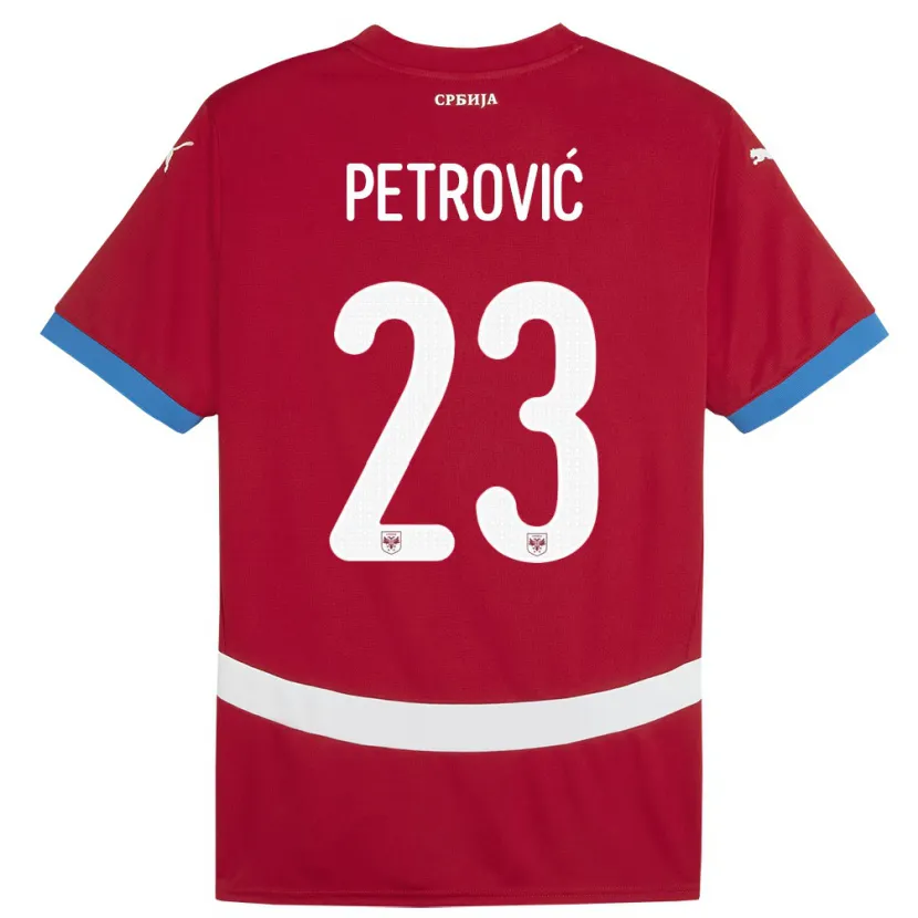 Danxen Homme Maillot Serbie Jovana Petrovic #23 Rouge Tenues Domicile 24-26 T-Shirt