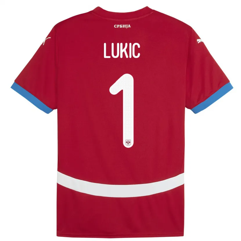 Danxen Homme Maillot Serbie Ognjen Lukic #1 Rouge Tenues Domicile 24-26 T-Shirt
