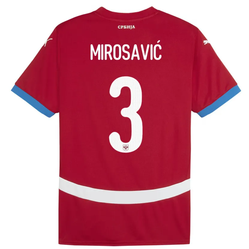 Danxen Homme Maillot Serbie Veljko Mirosavic #3 Rouge Tenues Domicile 24-26 T-Shirt