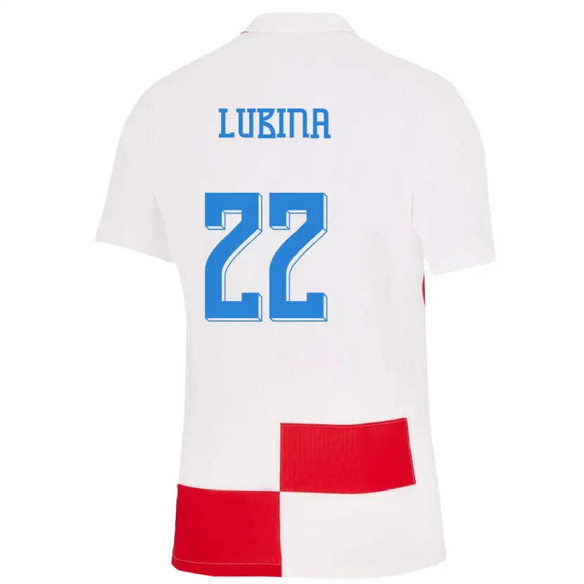Danxen Homme Maillot Croatie Anela Lubina #22 Blanc Rouge Tenues Domicile 24-26 T-Shirt