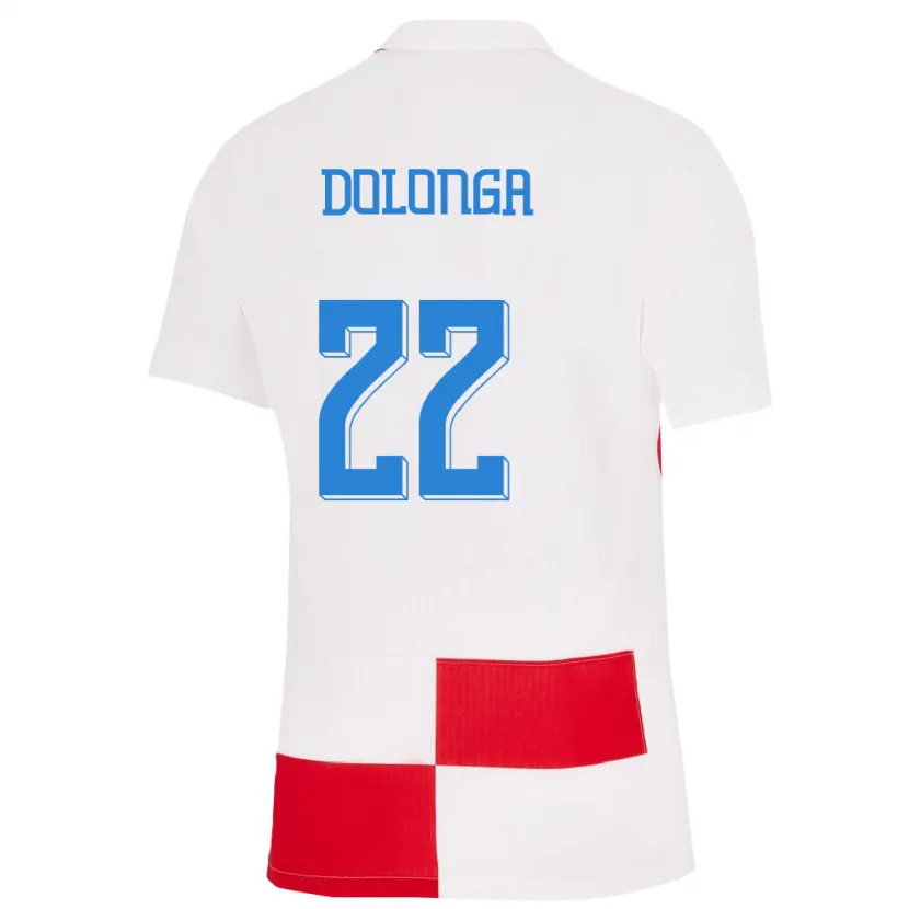 Danxen Homme Maillot Croatie Niko Dolonga #22 Blanc Rouge Tenues Domicile 24-26 T-Shirt