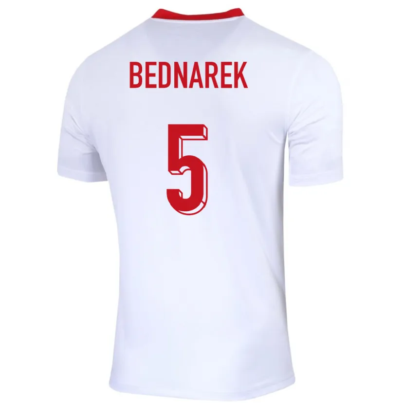 Danxen Homme Maillot Pologne Jan Bednarek #5 Blanc Tenues Domicile 24-26 T-Shirt